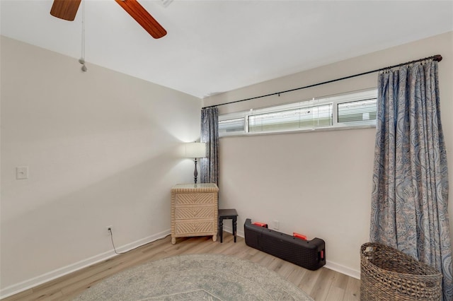 interior space featuring ceiling fan and light hardwood / wood-style floors