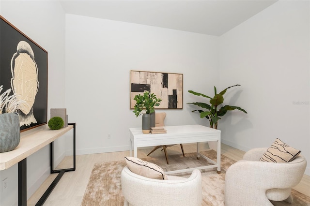 office space featuring light wood-type flooring