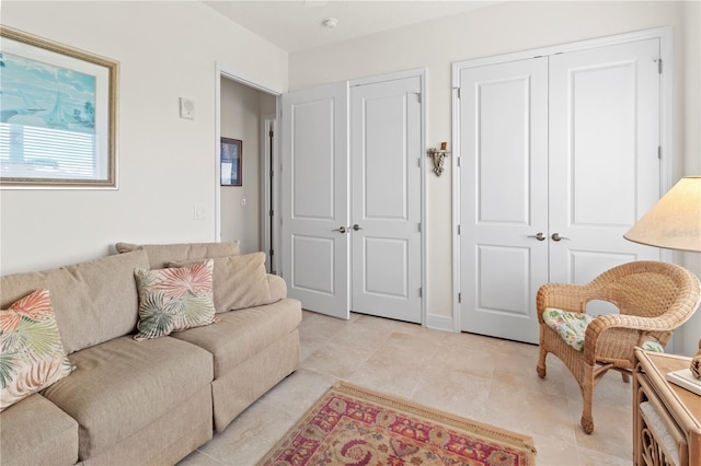 view of tiled living room