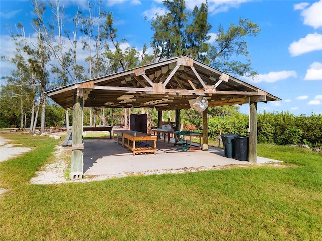 view of community with a gazebo and a lawn