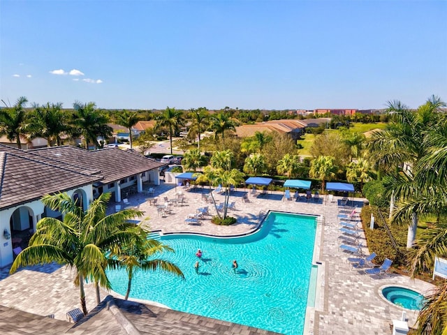 view of pool featuring a patio area