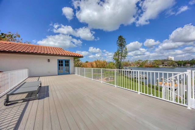 deck with a water view