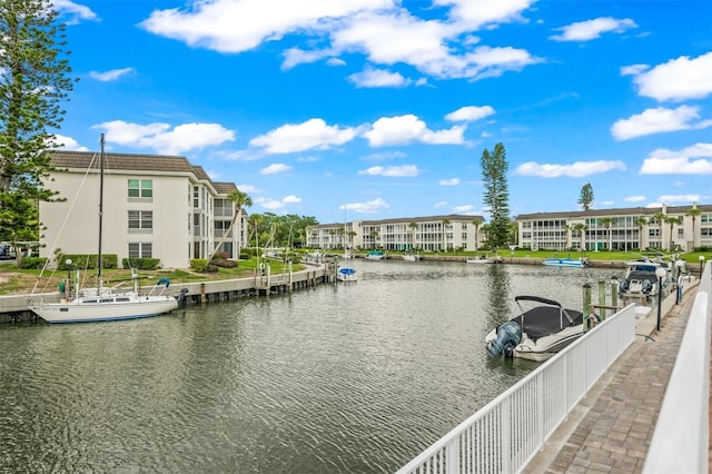 view of water feature featuring a dock