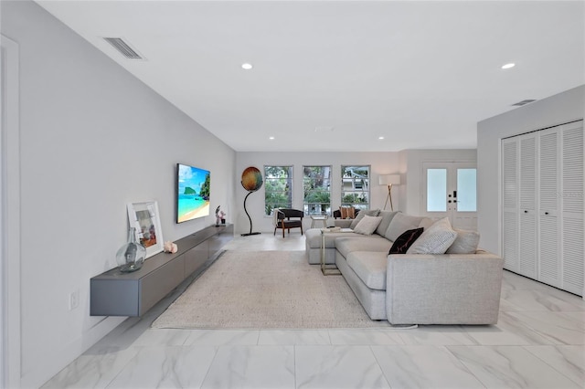 living room with french doors