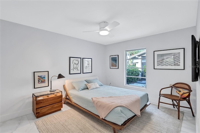 bedroom featuring ceiling fan