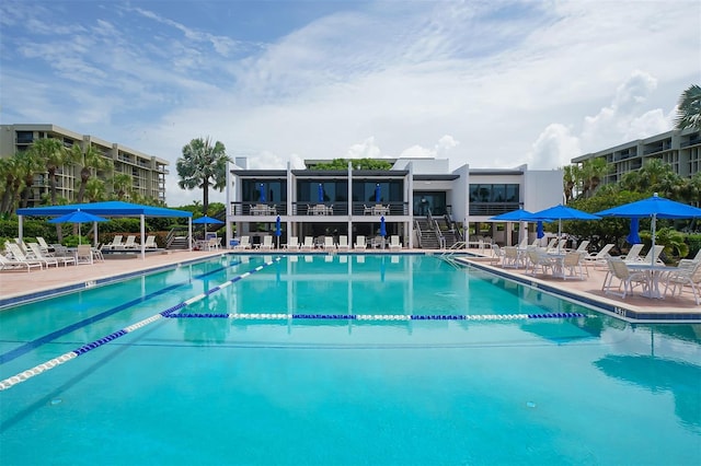 view of pool featuring a patio area