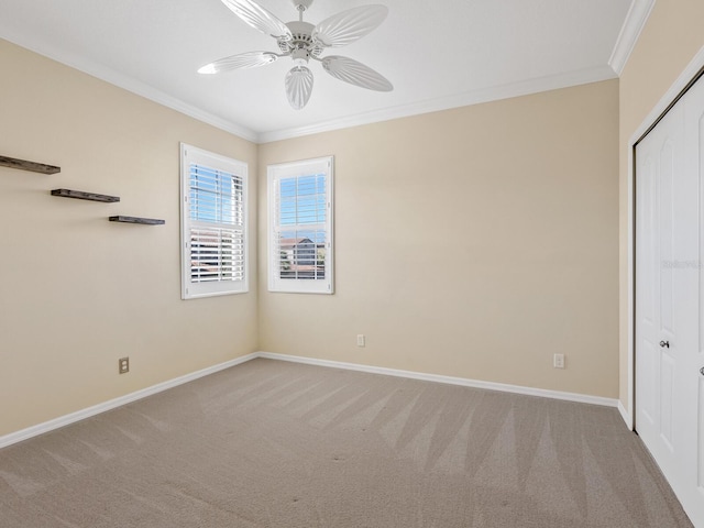 8133 Miramar Way Unit 201, Lakewood Ranch, FL 34202 - unfurnished bedroom featuring crown molding, carpet, ceiling fan, and a closet