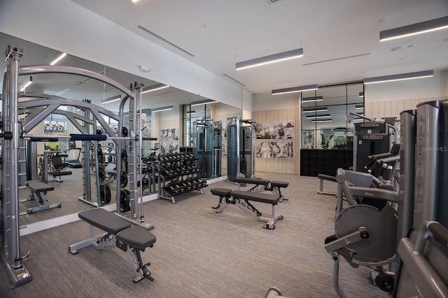 gym with carpet floors