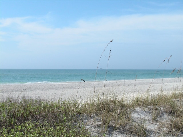 property view of water featuring a view of the beach