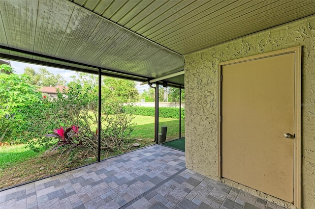 view of unfurnished sunroom