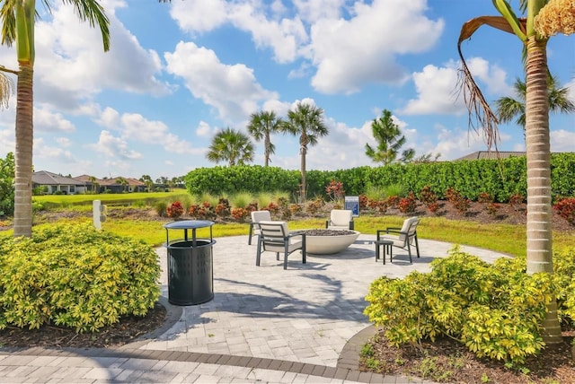 view of community with a patio area