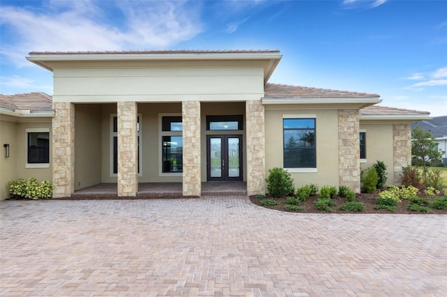 exterior space featuring french doors