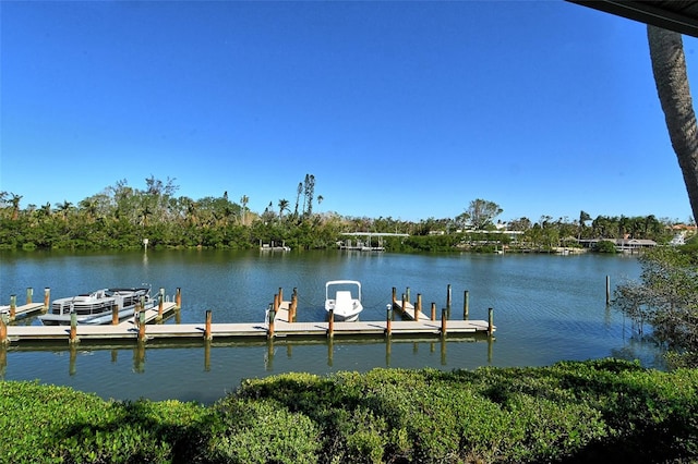 dock area featuring a water view