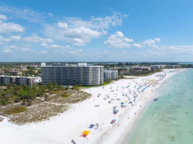 aerial view with a beach view and a water view