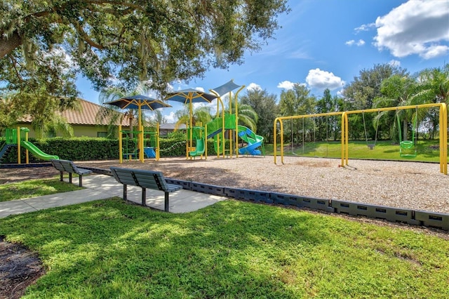 communal playground with a yard