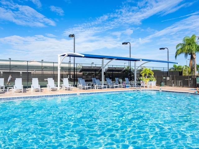 view of pool featuring a patio area