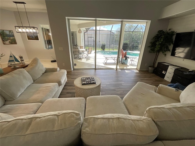 living room with wood-type flooring