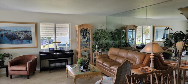 view of tiled living room