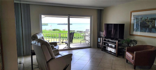 view of tiled living room