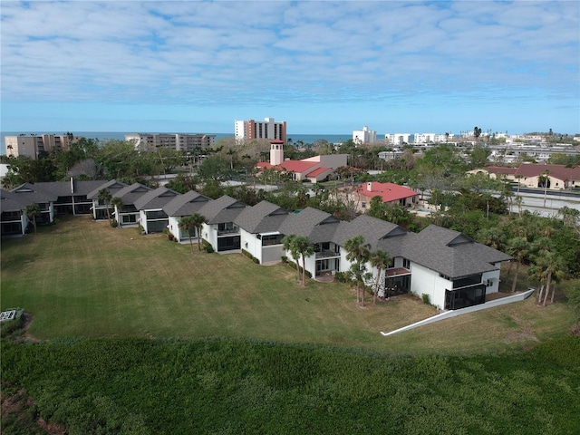 drone / aerial view featuring a view of city