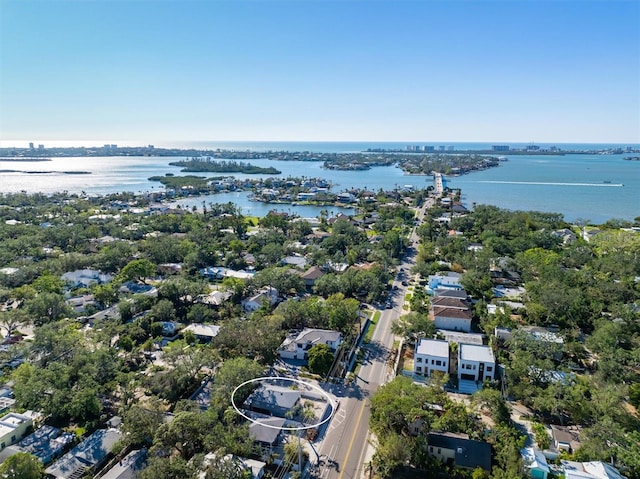 bird's eye view featuring a water view