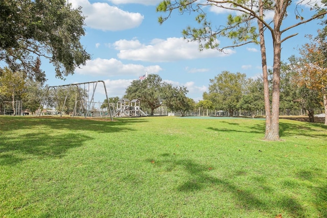 view of yard with a playground