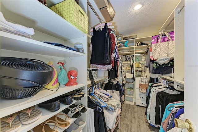 walk in closet featuring wood finished floors