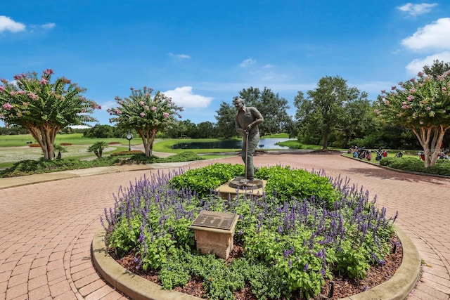 surrounding community featuring a water view