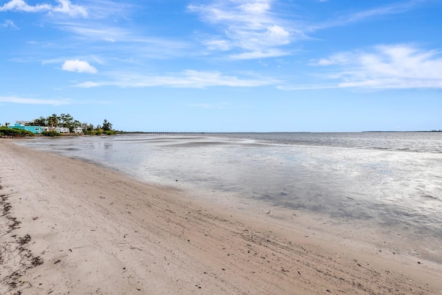 view of water feature featuring a beach view