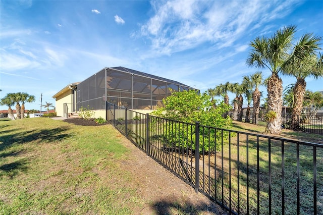 view of yard featuring a lanai