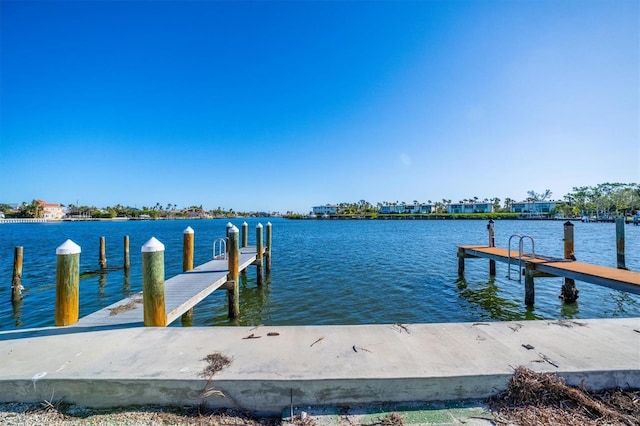 dock area featuring a water view