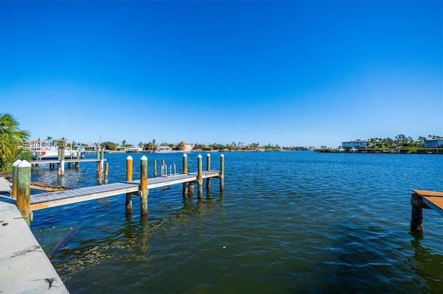 view of dock featuring a water view