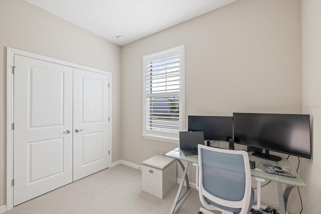 view of carpeted office space