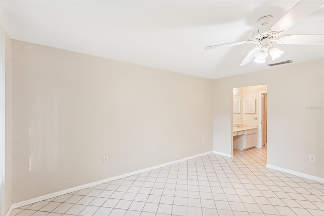 unfurnished room featuring ceiling fan