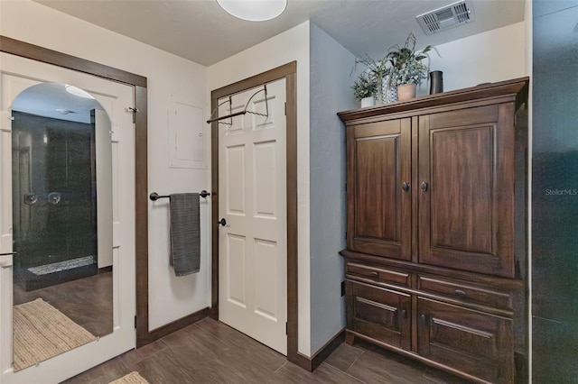 interior space featuring dark wood-type flooring