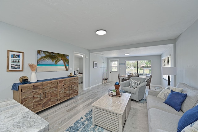 living room featuring light wood-type flooring