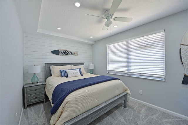 bedroom with carpet flooring and ceiling fan