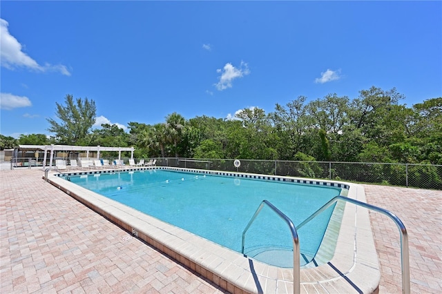 view of swimming pool with a patio area