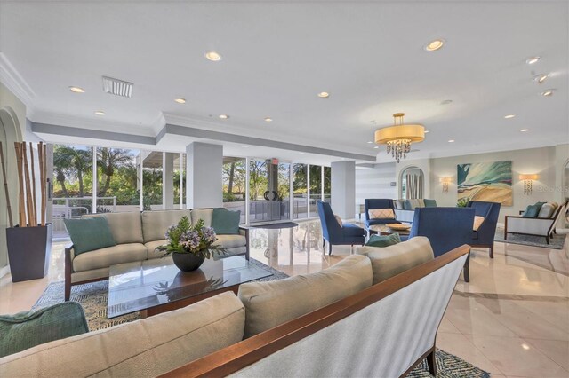 1800 Benjamin Franklin Dr Unit A304, Sarasota, FL 34236 - building lobby with crown molding and recessed lighting