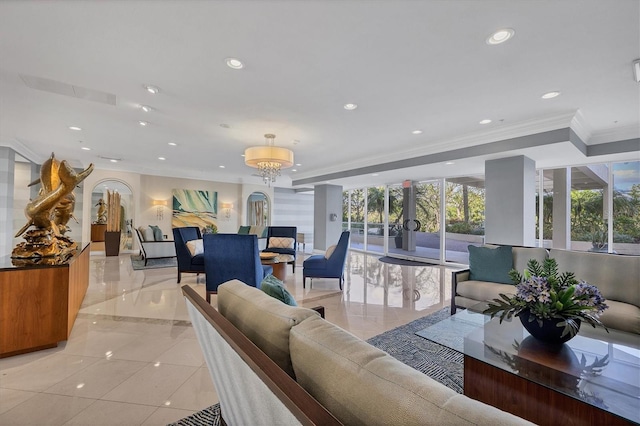 1800 Benjamin Franklin Dr Unit A304, Sarasota, FL 34236 - building lobby with ornamental molding and recessed lighting