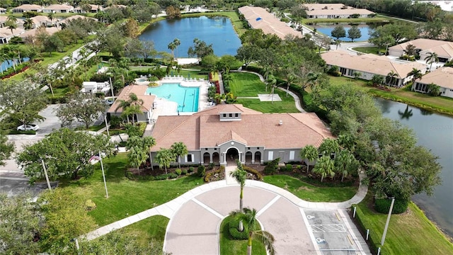 4209 Cascade Falls Dr, Sarasota, FL 34243 - drone / aerial view of a nearby body of water and a pool area