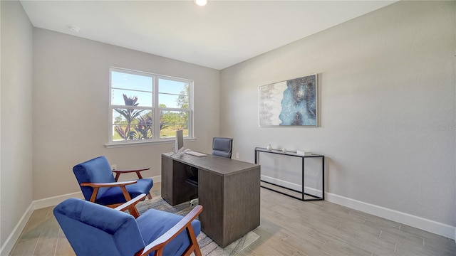 office featuring light hardwood / wood-style flooring