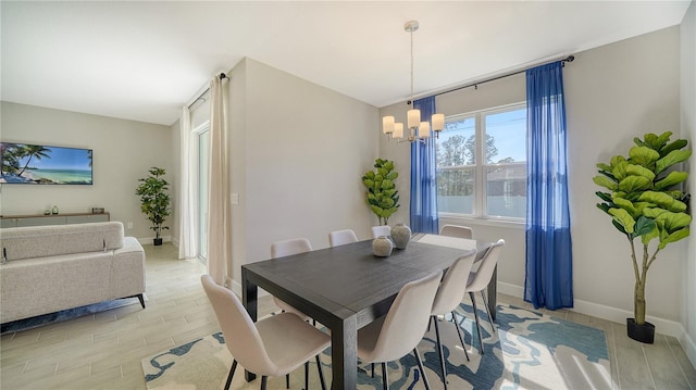 dining area with a chandelier