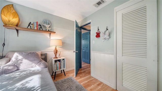 bedroom featuring light hardwood / wood-style flooring