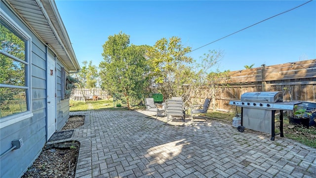 view of patio featuring area for grilling