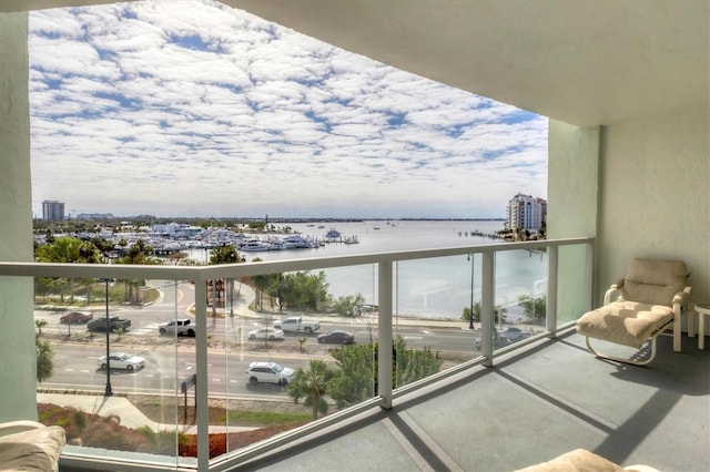 balcony with a water view