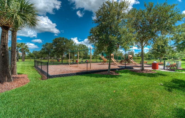 view of playground featuring a yard