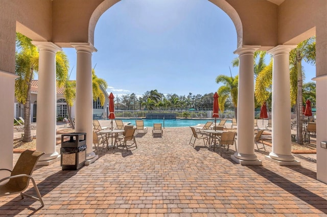 view of patio with a community pool