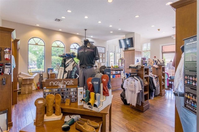 interior space with hardwood / wood-style floors