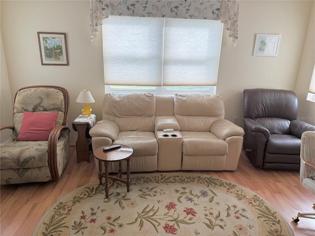 living room with light hardwood / wood-style floors